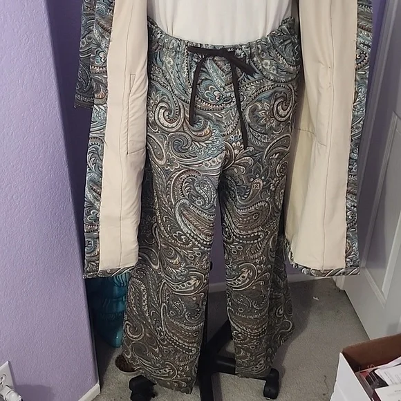 Hand Crafted Sewn Womens Paisley Floral Duster Matching Pants Slacks and Hat